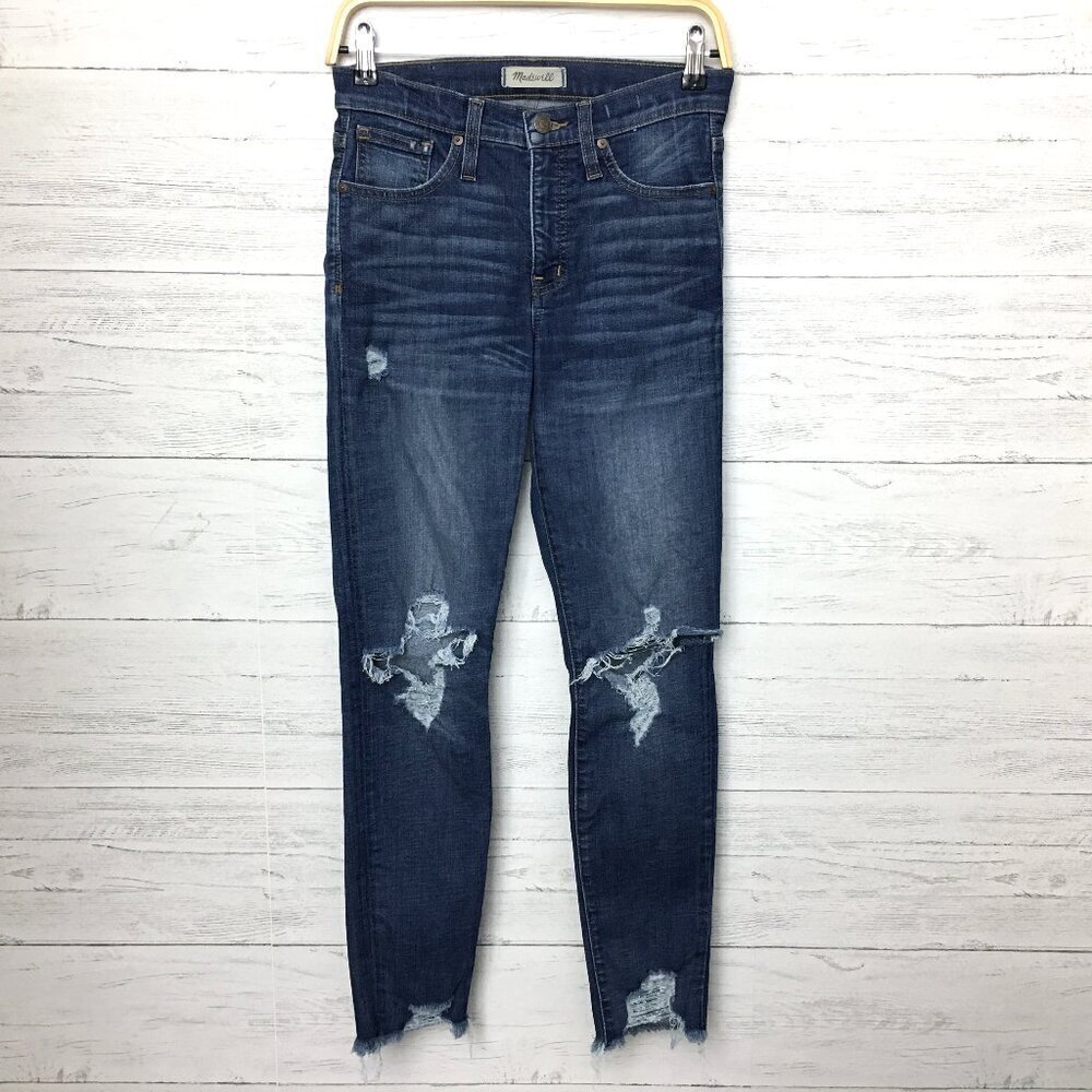 Madewell Women's Jeans 9" High Rise Skinny Distressed Stretch size 26 length 28"